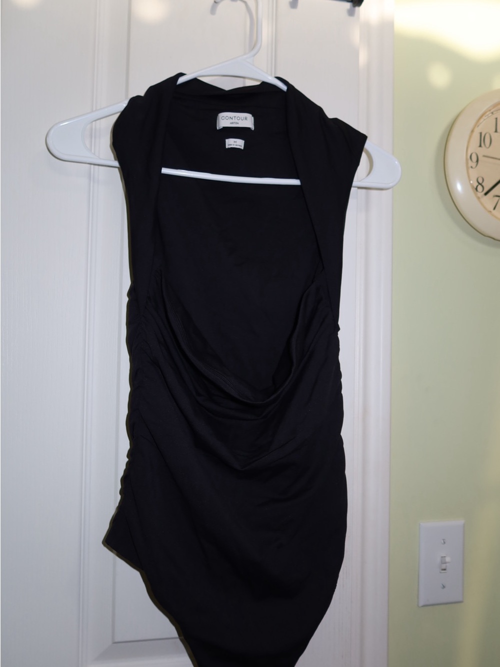 Black Sleeveless Draped Cowl Neck Top